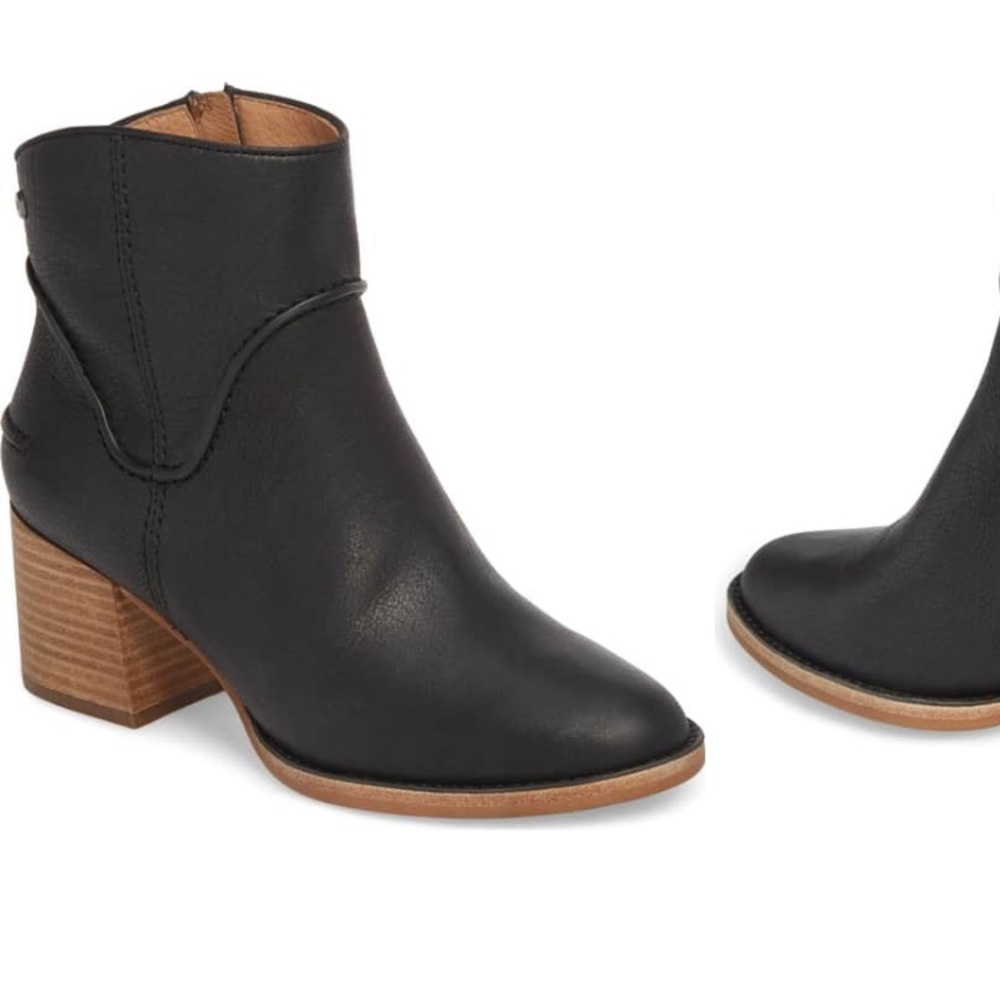 UGG Black Ankle Boots with Brown Heel